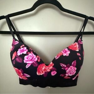PINK Victoria's Secret Floral Black and Pink Bra - 32D